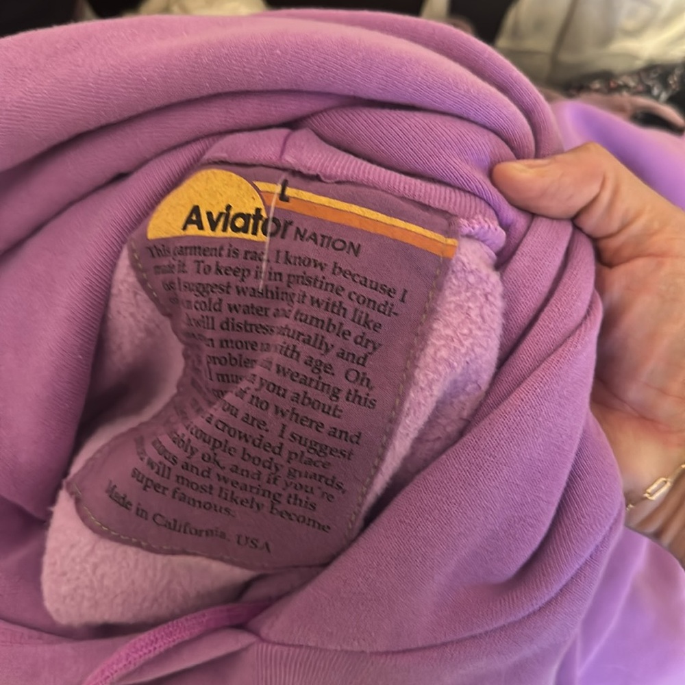Aviator Nation Lavender Hoodie with Stripes - Picture 2 of 6